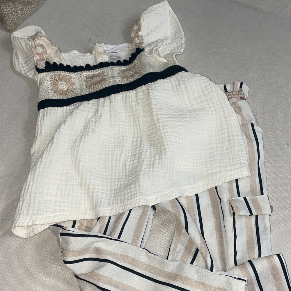 Little Lass Cream and Black Ruffled Outfit